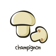 Mushroom icon. Vector champignon in outline style. Champignon logo isolated on white