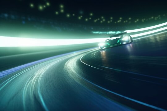 Green lights speed track. Generate Ai