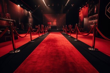 Interior red carpet stage. Generate Ai