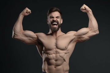 Smiling strong gym man. Generate Ai