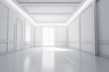 White abstract room. Generate Ai