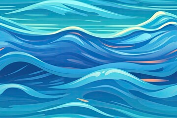 Seamless Blue Ripple Water Surface Pattern. 2D sea texture illustration. Background with water splashes that is abstract. Generative AI