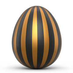 Golden and black Easter egg isolated on white background.