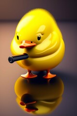 Duckling with frying pan, generated ia