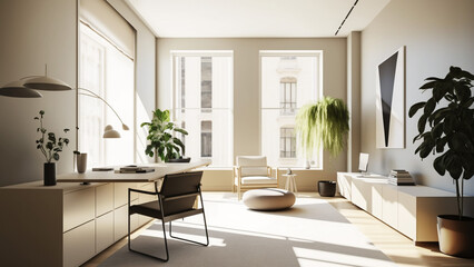 A Breath of Freshness: Creating an Inspiring Workspace with White as the Dominant Hue,generative ai
