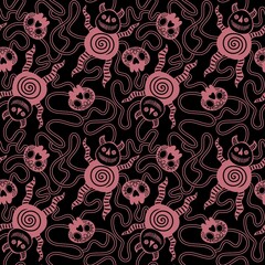Cartoon monsters seamless devil halloween aliens pattern for kids clothes print and wrapping paper and fabrics