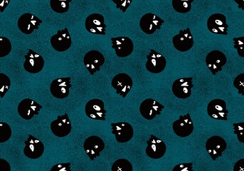 Cartoon doodle seamless Halloween skulls pattern for wrapping paper and clothes print and kids accessories
