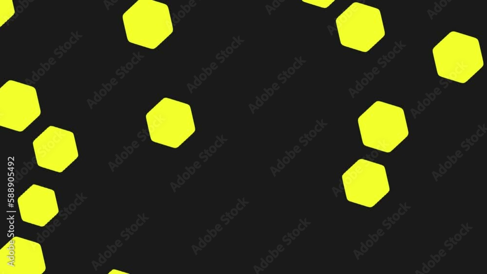 Poster rotating hexagons on a gray background. abstract background or short video intro.