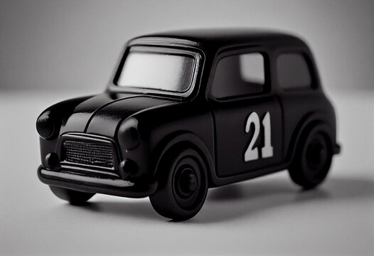 Black Retro Toy Car Number One Isolated On White Background. Generative AI