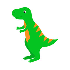 Cheerful dinosaur on a white background.