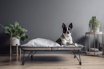 Fototapeta na wymiar For branding and illustration purposes, an elevated dog cot bed. Generative AI