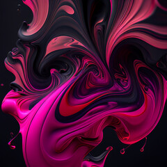 purple pink black 3d abstract liquid fluid waves modern background created with generative AI