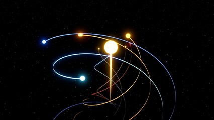 solar system 3d animation, planetary system orbits travelling through space. can be used to represent astrophysics, universe exploration or milky way rotation © Ricardo