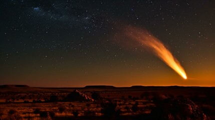 A comet blazing through the night sky Generative AI