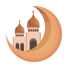 muslim mosque in crescent moon