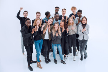 Fototapeta premium group of happy young people standing together.