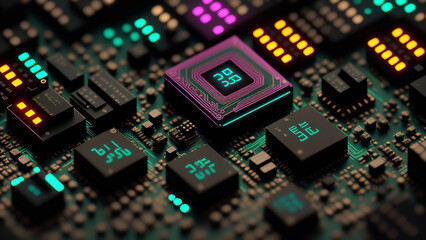 Obraz premium テクノロジー CPU 回路 イメージ デジタル 半導体 コンデンサー 接写