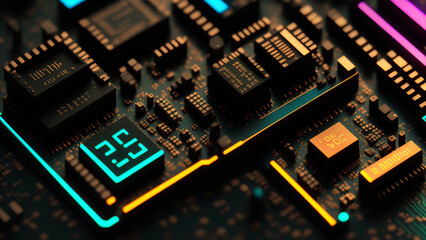Fototapeta na wymiar テクノロジー　CPU　回路　イメージ　デジタル　半導体　コンデンサー　接写