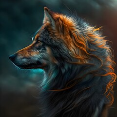 Naklejka premium Magischer Wolf vom Winde verweht, sehr kraftvoll und tolle Eyecatcher