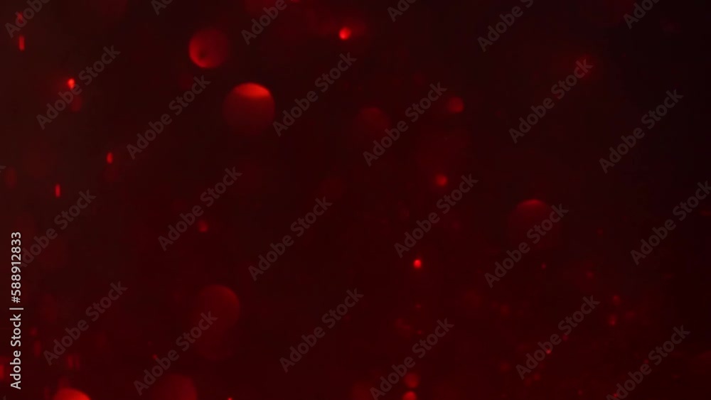 Wall mural red bokeh particles motion background. flying red defocused circles and glitters particles. romantic