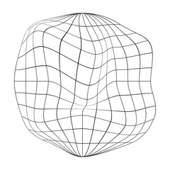 Deflated globe icon. Distorted wireframe of Earth planet. Climate changing concept. Global ecological catastrophe idea. Vector graphic illustration