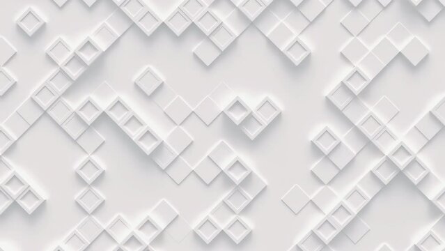 Abstract motion background from random moving cubes, seamless loop animation