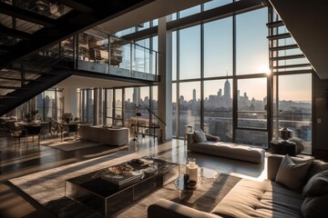Opulent New York Penthouse: Luxury Living at Its Finest. Generative AI