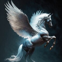 white Pegasus with striking wings