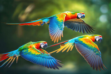 flying macaw parrots