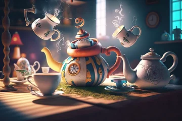 Foto op Aluminium scene from Alice in Wonderland with flying teapots and cups © natalikp