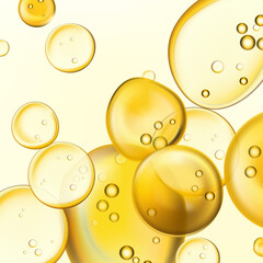 Fototapeta premium Vector Realistic Macro Beauty and Cosmetics Clear Gel or Foam Bubbles Element 3D Illustration for Poster, Book Cover or Advertisement Background.