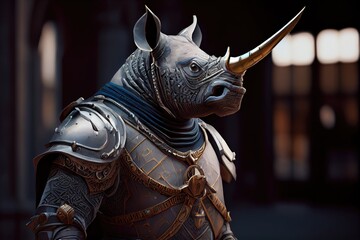 rhinoceros in a knight armor