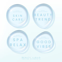 Vector 3D Illustration Beauty, Health Care or Cosmetics Liquid Palette or Waterdrop Elements for Beauty, Cosmetics and Skin Care Graphics