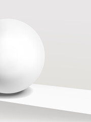 Vector Minimalist or Simple Geometric Sphere under Sunlight Studio Shot Pure White Product Display Background.