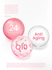 Vector 3D Illustration Beauty, Health Care or Cosmetics Cell or Molecule Ingredients Icon for Beauty, Cosmetics and Skin Care Graphics.