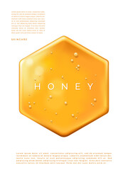 Vector Abstract Dripping Honey Element 3D Illustration under sunlight for Beauty and Healthcare Poster, Product Packaging, or Advertisement Background.