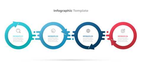 Business infographic process chart with arrows template design with icons and 4 options or steps. Vector illustration.
