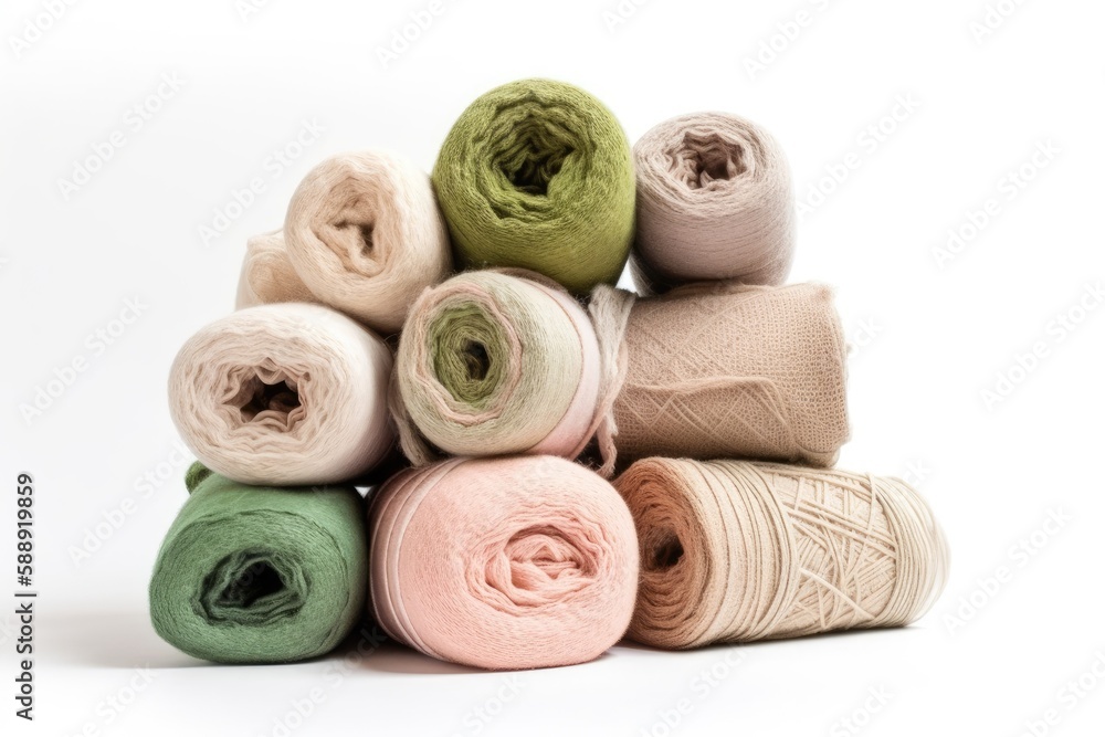 Aufkleber stack of natural and artificial elements, isolated on white, with copyspace in soft hues. generative