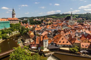 Naklejka na ściany i meble Panorama of Cesky Krumlov town, Czech Republic