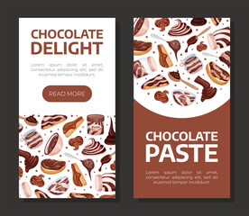 Naklejka premium Chocolate Paste Banner Design with Sweet Cacao Dessert Vector Template