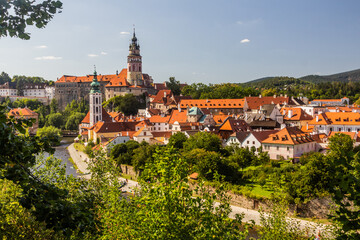 Obraz premium Skyline of Cesky Krumlov town with the castle, Czech Republic