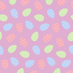 Easter seamless pattern with patterned Easter eggs in trendy soft hues. Happy Easter. Springtime