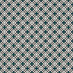 Blue colors seamless pattern with repeated overlapping circles. Round links chain motif. Geometric abstract background
