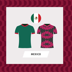 Mexico football national team uniform flat illustration. North American football team.