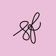 Obraz na płótnie Canvas SF initial based vector logo isolated on pink background. Handwriting and signature logo. Suitable for fashion, woman, company, and business.