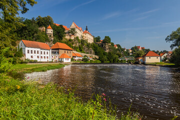 View of Bechyne town and Luznice river, Czech Republic