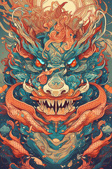 Obraz premium The Dragon in chinese guochao style