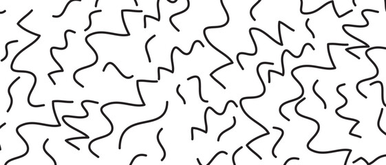 Black scribble line pattern on white background. Hand drawn lines pattern for backdrop design and wallpaper template. Simple classic lines with repeat texture. Lines background, vector illustration