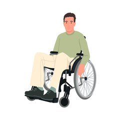 Fototapeta na wymiar man sitting in wheelchair, isolated on white background