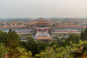 Aerial view of the Forbidden City in Beijing, China